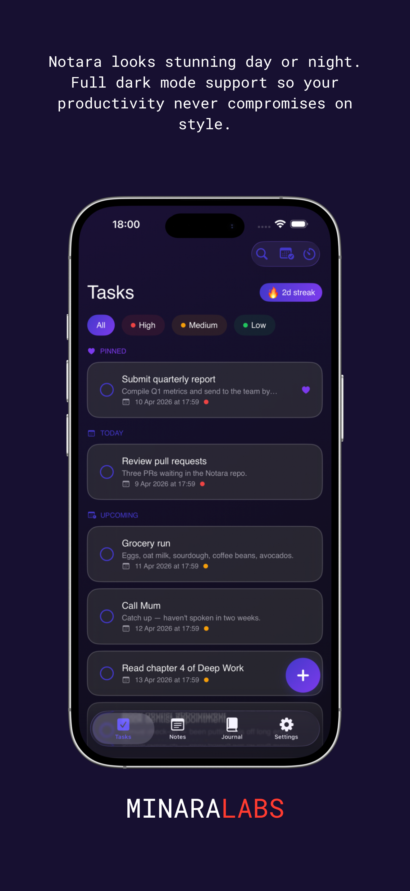 Tasks — Dark Mode